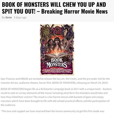 BOOK OF MONSTERS WILL CHEW YOU UP AND SPIT YOU OUT! – Breaking Horror Movie News